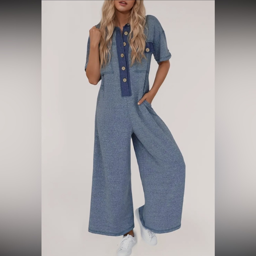 NWT Stylish Blue stretchy Jumpsuit size Medium